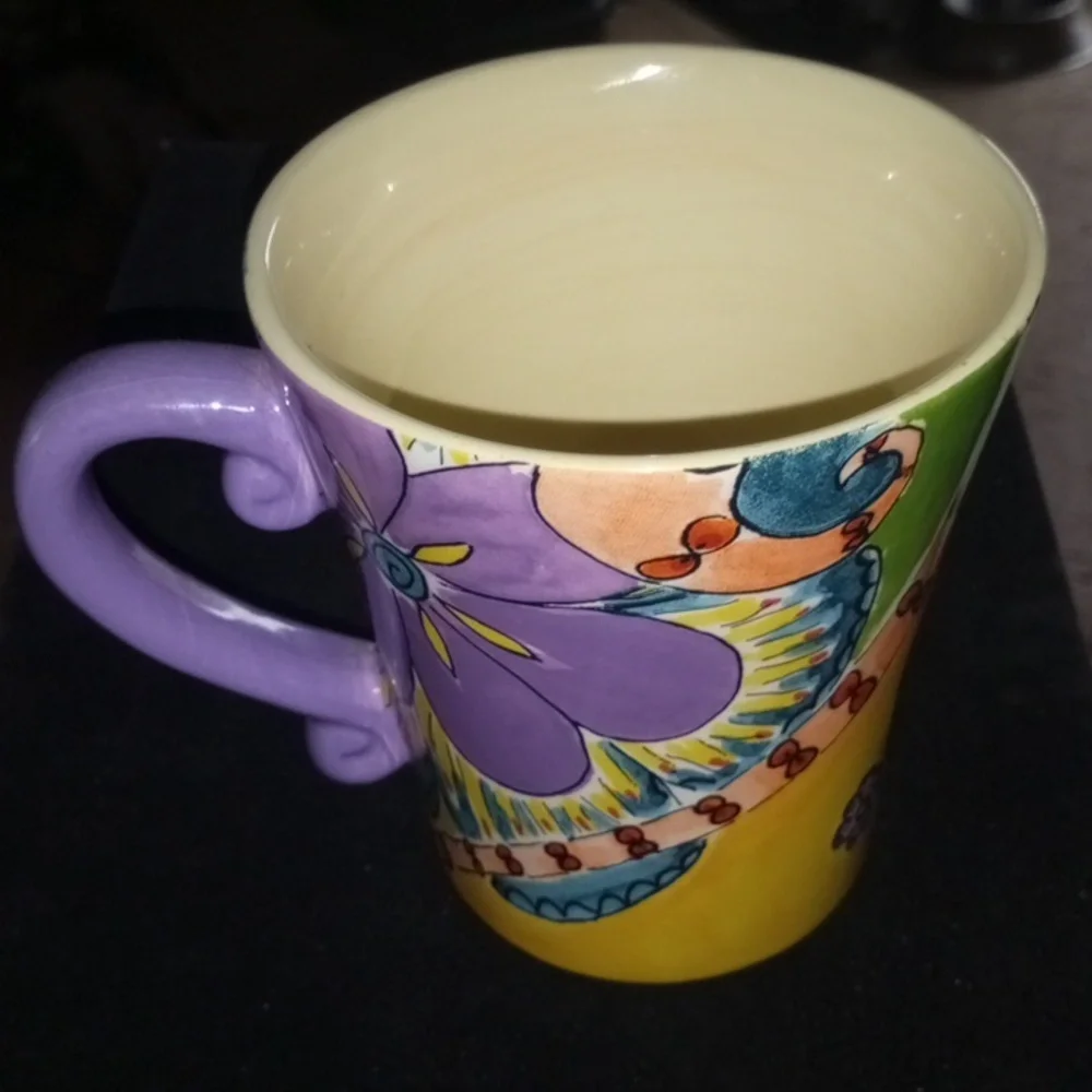 Set Of Two, Pfaltzgraff Purple and Yellow Floral Mug, Merisella
